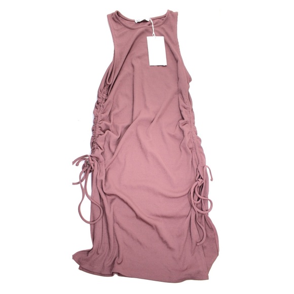 Zara TRF Longline Mauve Purple Ruched Gathered Top - Picture 3 of 8